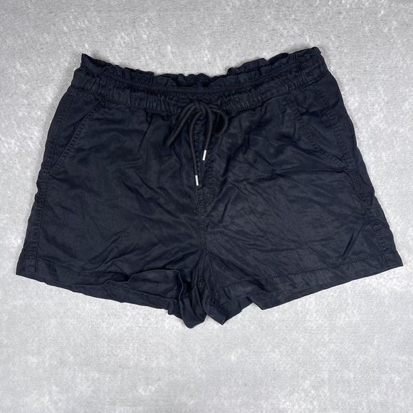 Loft Shorts Womens Large Black Inseam 3” Lyocell Drawstring Pockets Casual 0462 - Picture 1 of 11
